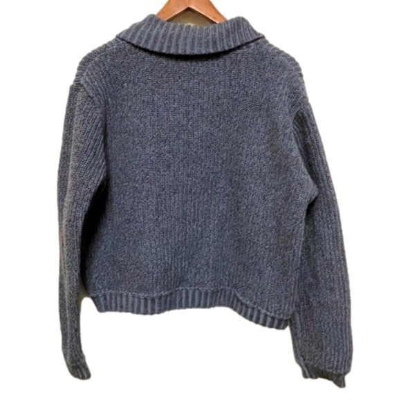 Willow Sweater Chunky Blue Mock Neck One Button Women’s Size Medium - Picture 2 of 9